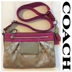 Coach Fuchsia and Beige Crossbody Bag